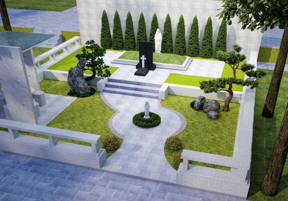 Phối cảnh 3D khu nghĩa trang công giáo bên trong Hoa Viên Bình Dương